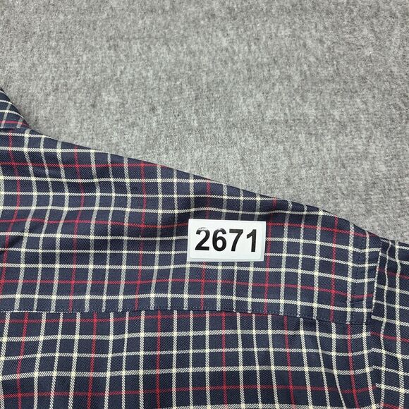 Brooks Brothers Shirt Mens 2XL Blue Red Plaid Non-Iron Long Sleeve Button Down - Picture 7 of 7
